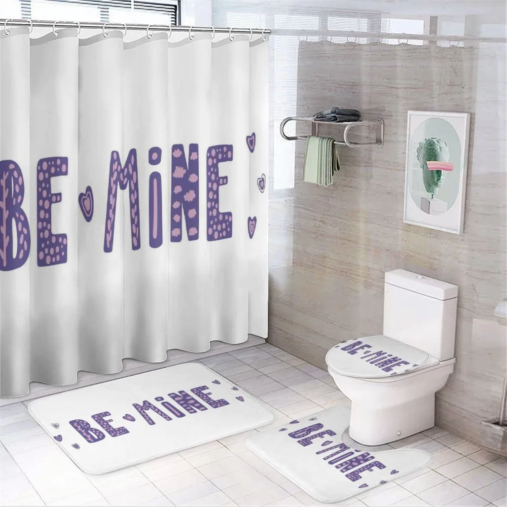 Typographic Text and Hearts — 4-Piece Bathroom Set preview