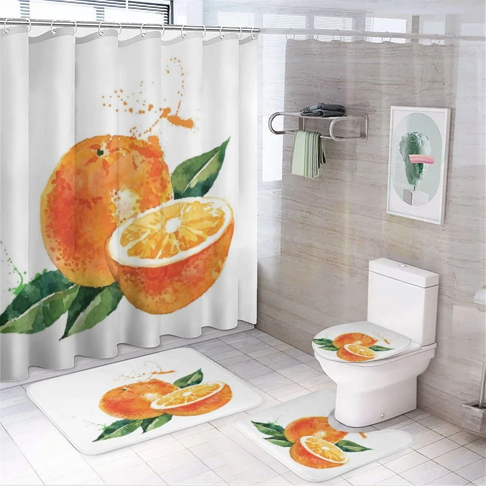 Watercolor Orange Art — 4-Piece Bathroom Set preview