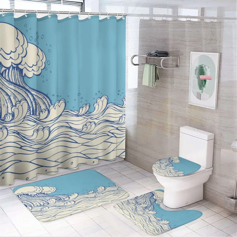 Abstract Doodle Wave — 4-Piece Bathroom Set preview