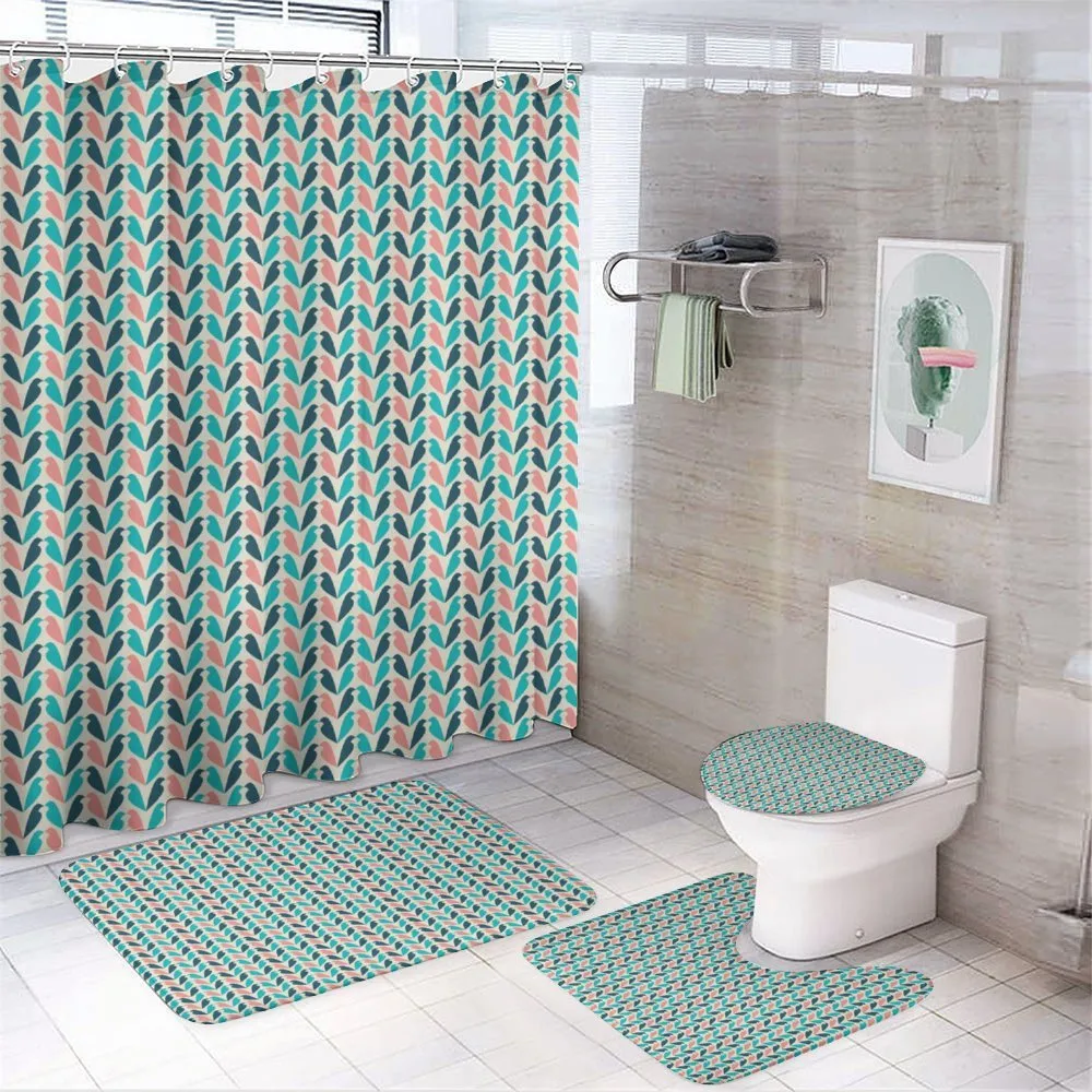 Bird Silhouette Like Motif — 4-Piece Bathroom Set preview