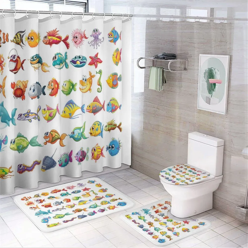 Happy Fish Abstract — 4-Piece Bathroom Set preview