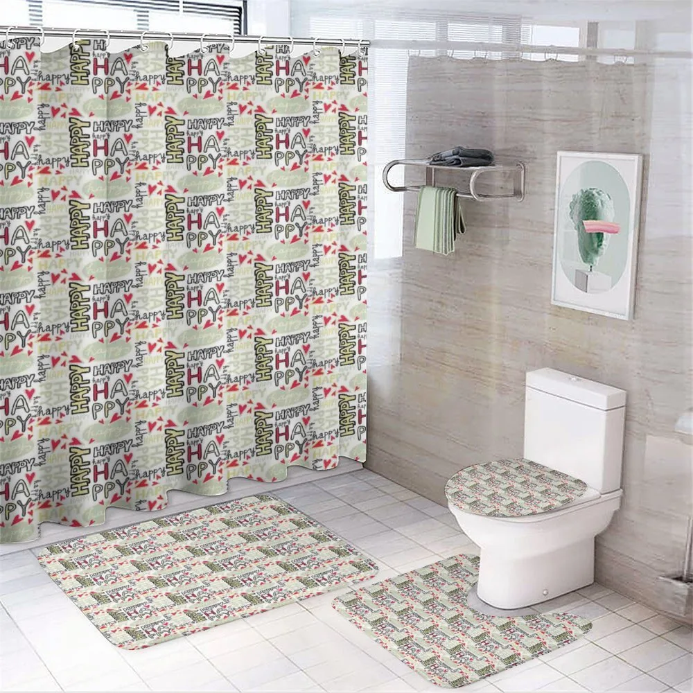 Happy Words with Hearts — 4-Piece Bathroom Set preview