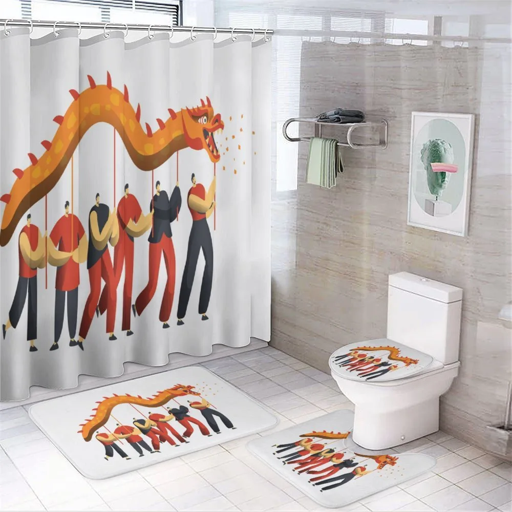 Men in a Chinese Parade Art — 4-Piece Bathroom Set preview
