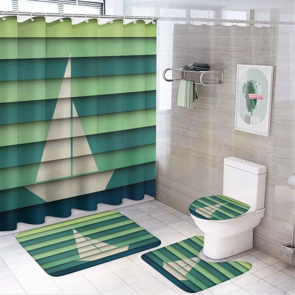 Paper Boat Design Nautical — 4-Piece Bathroom Set preview