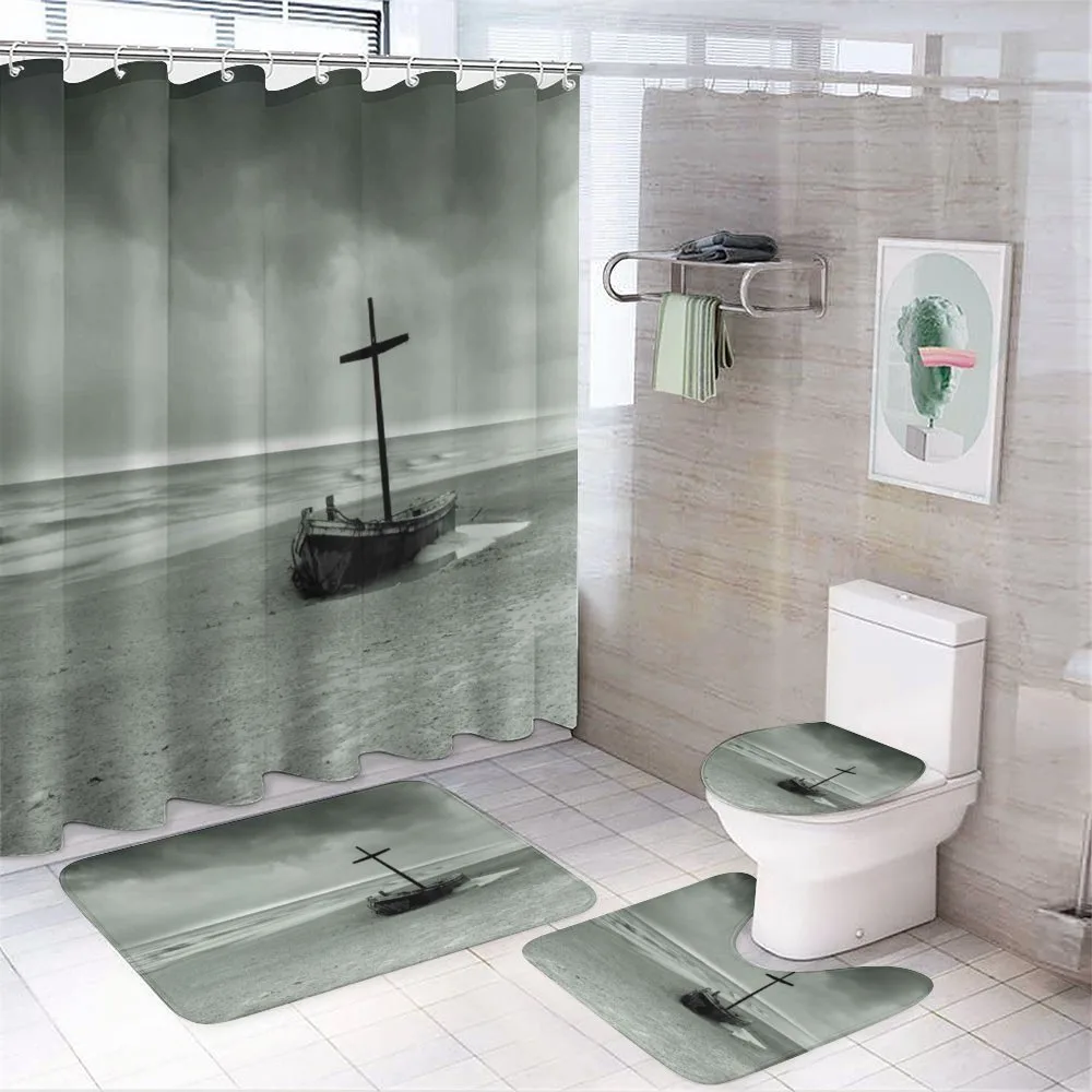 Wreck Boat on the Beach — 4-Piece Bathroom Set preview