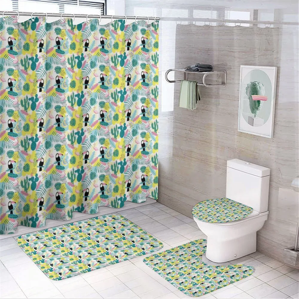 Aloha Nature Birds Art 4-Piece Bathroom Set product video