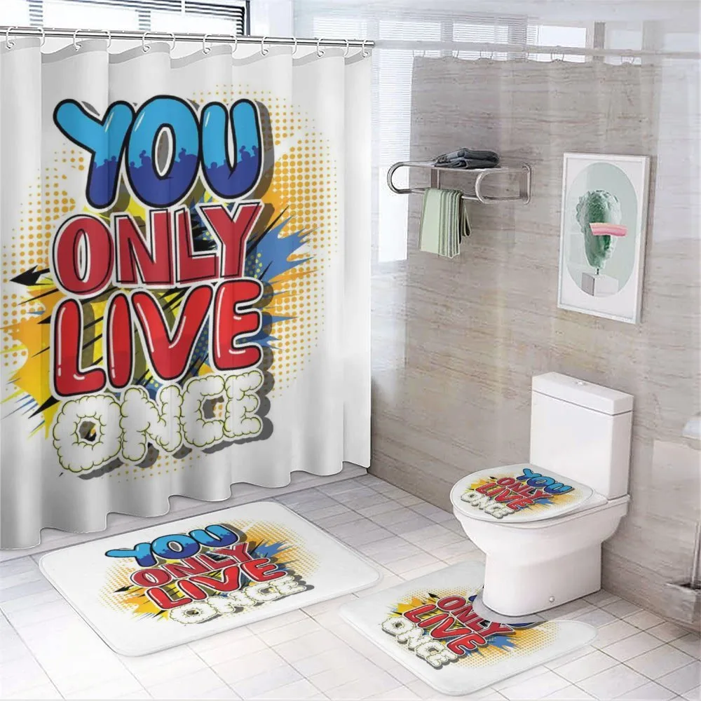 Cartoon Style Life Message 4-Piece Bathroom Set product video