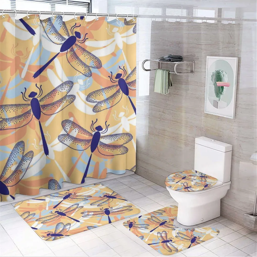 Dragonfly Pattern Boho — 4-Piece Bathroom Set preview