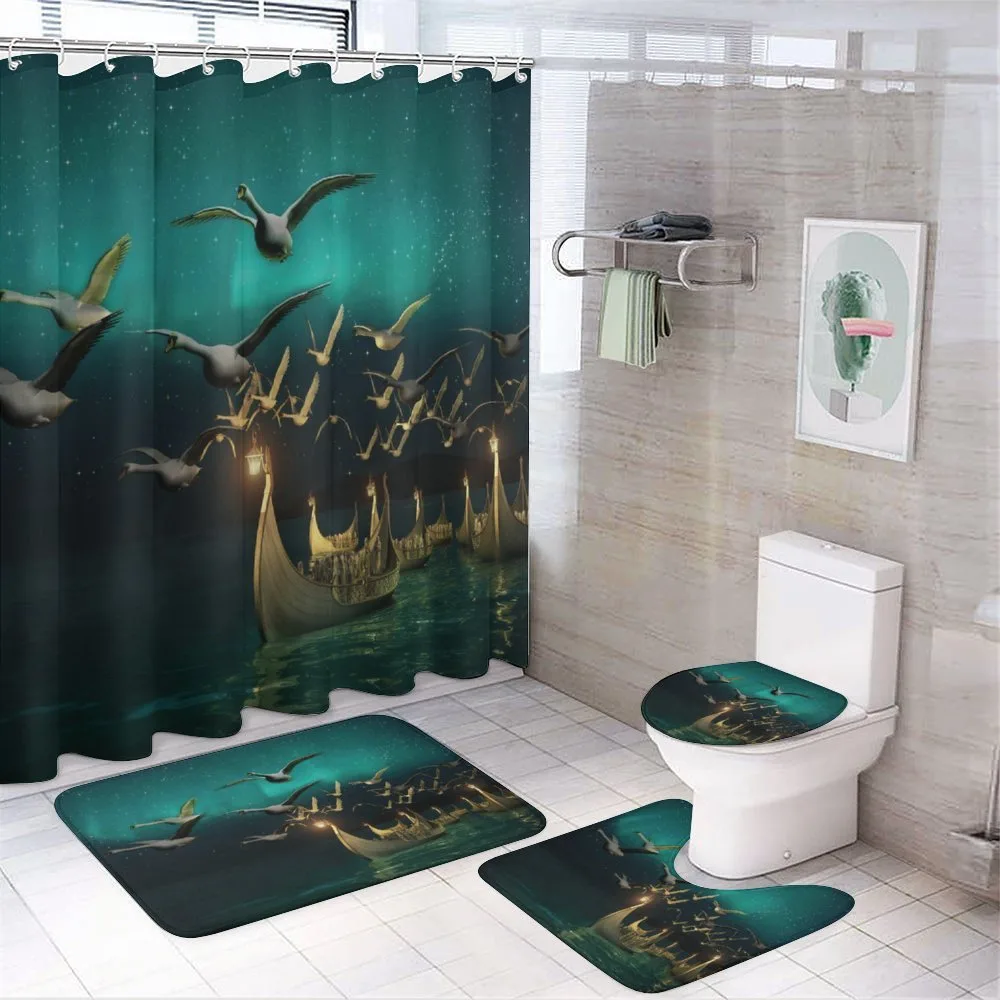 Elf Boats Birds Swans — 4-Piece Bathroom Set preview