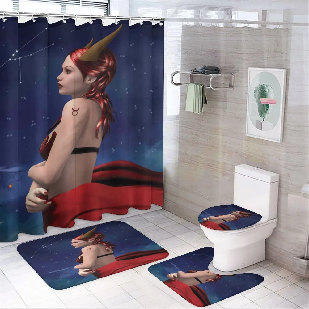 Taurus Girl Horns Sign — 4-Piece Bathroom Set preview