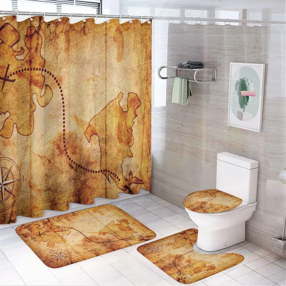 Treasure Map Compass — 4-Piece Bathroom Set preview