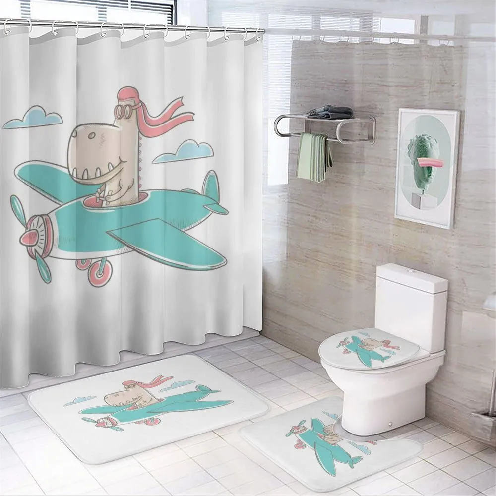 Dinosaur in Plane — 4-Piece Bathroom Set preview