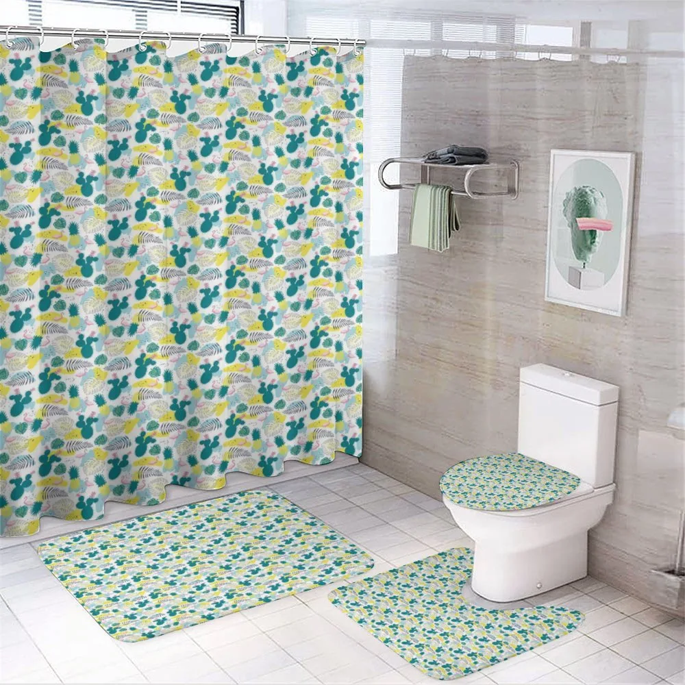 Pineapple Cactus Flamingo — 4-Piece Bathroom Set preview