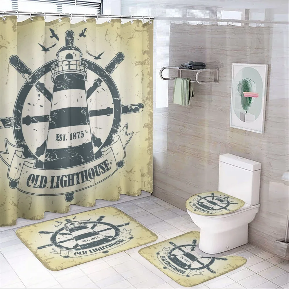 Ship Helm Wheel Retro — 4-Piece Bathroom Set preview