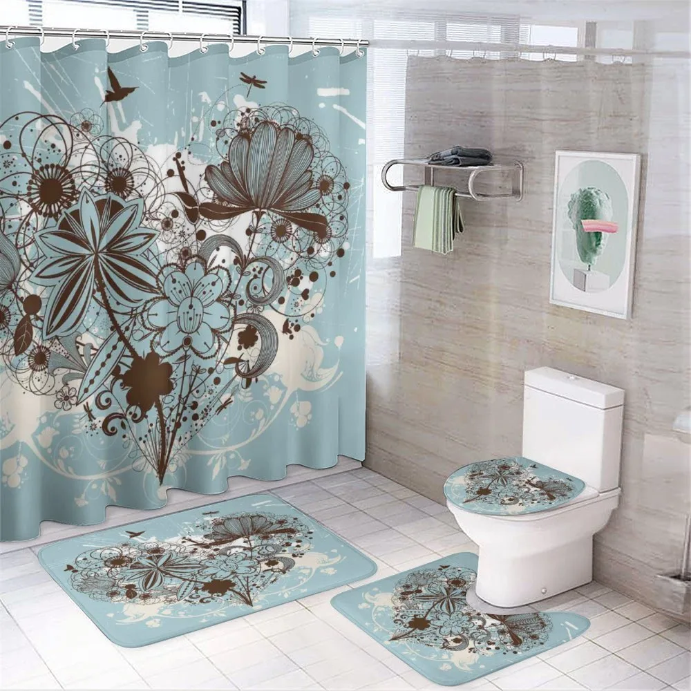 Swirls and Petal Retro — 4-Piece Bathroom Set preview
