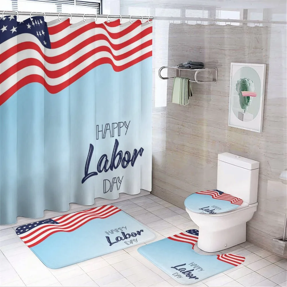 Waving Flag and Wording — 4-Piece Bathroom Set preview