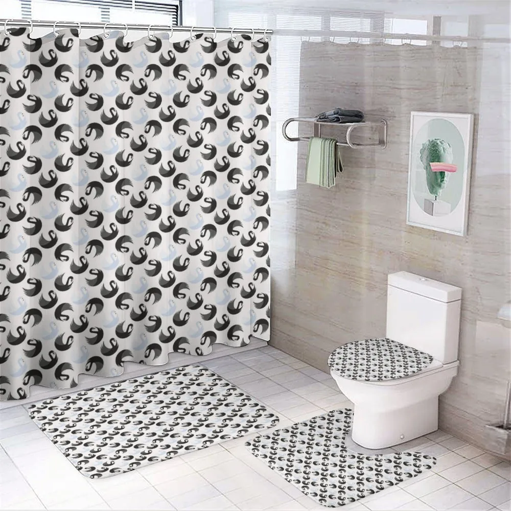 White and Black Aquatic Bird — 4-Piece Bathroom Set preview