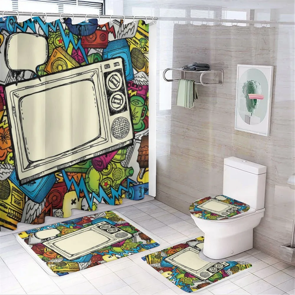 90s Theme Retro Style — 4-Piece Bathroom Set preview