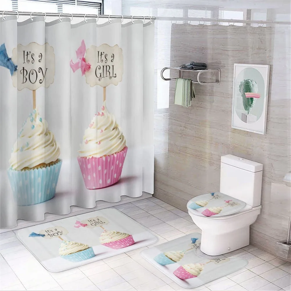 Boy Girl Cupcakes — 4-Piece Bathroom Set preview