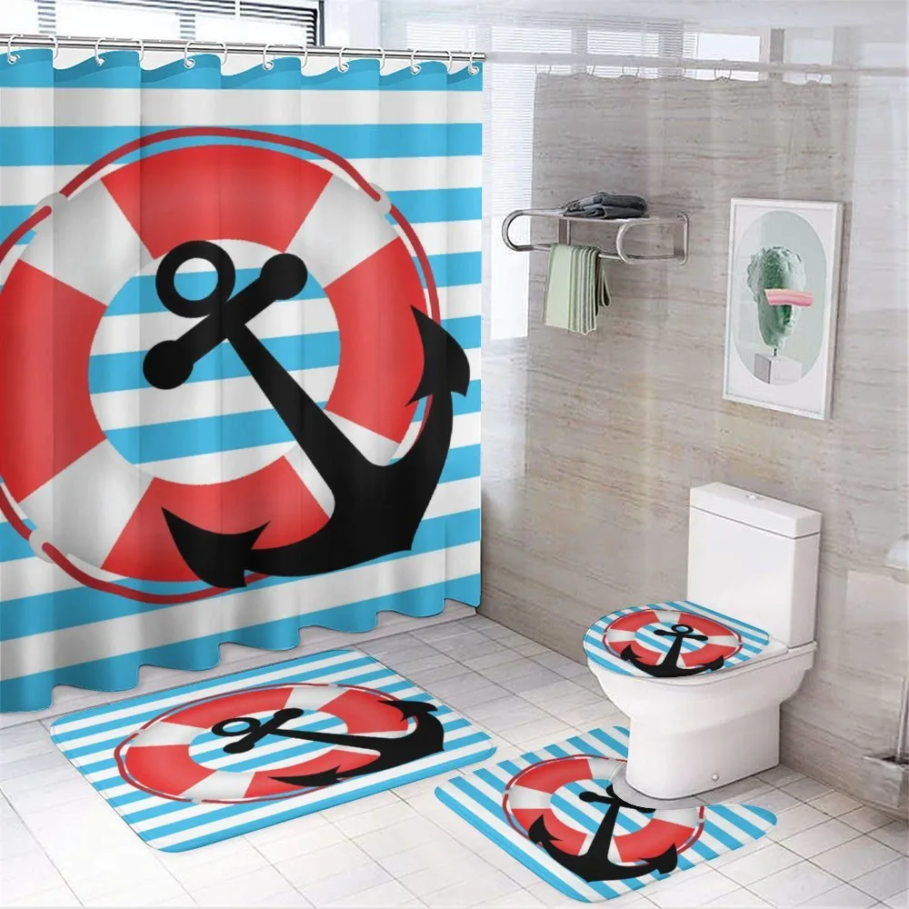 Lifebuoy Anchor Design — 4-Piece Bathroom Set preview