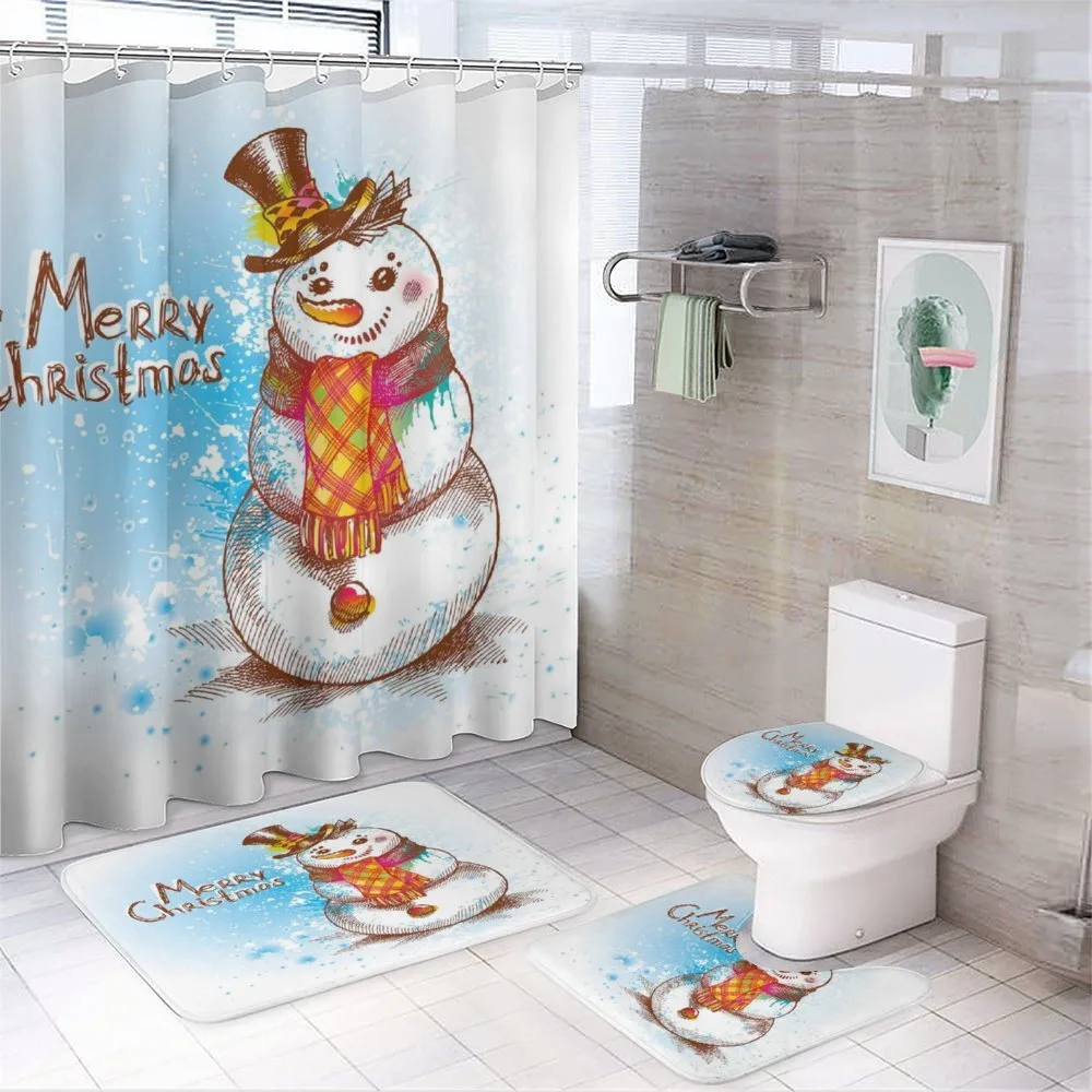 Merry Xmas Wish Sketch — 4-Piece Bathroom Set preview