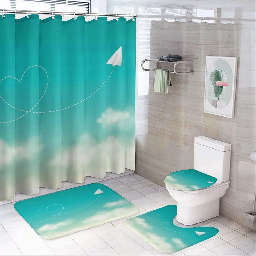 Paper Plane and Heart — 4-Piece Bathroom Set preview