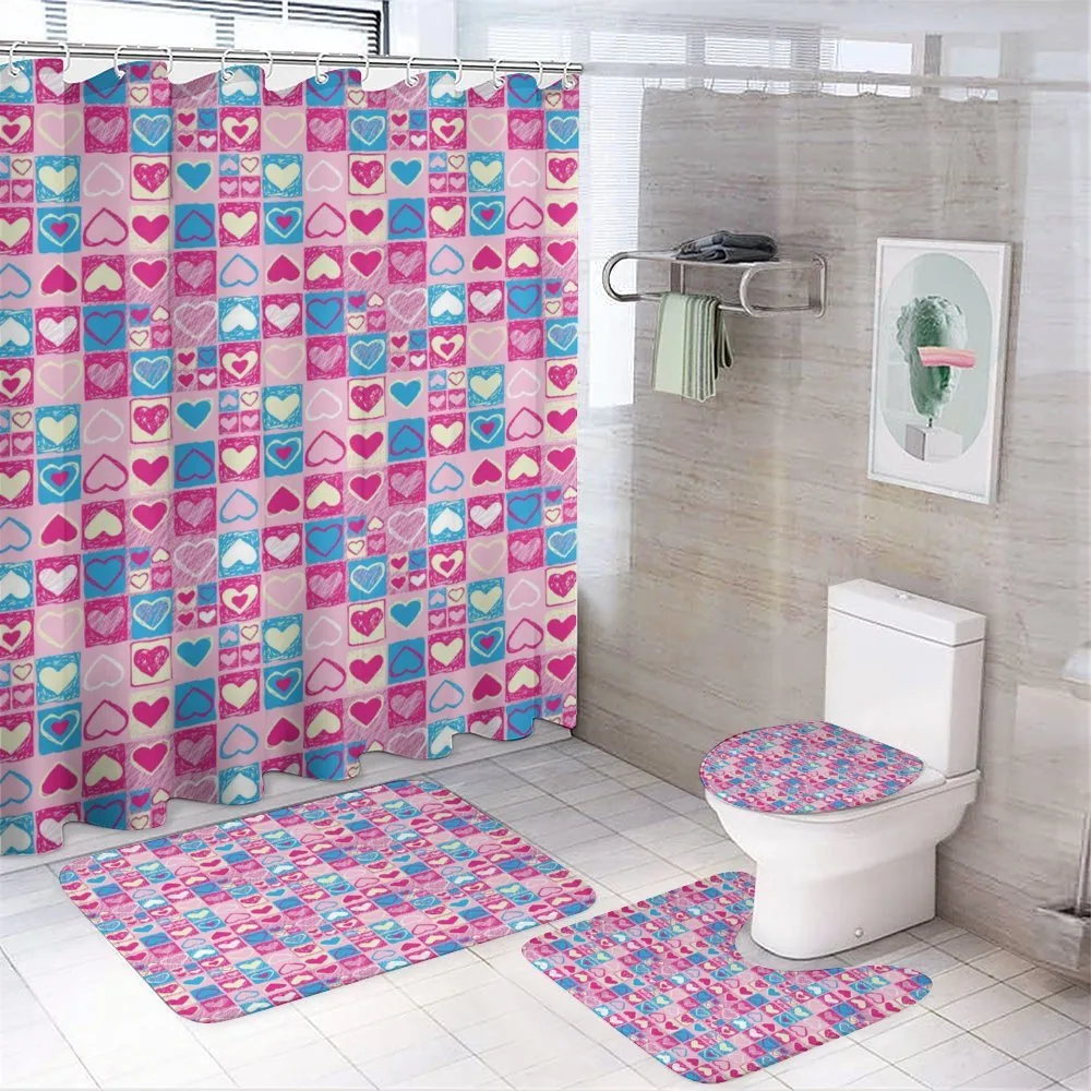 Sketchy Childish Hearts — 4-Piece Bathroom Set preview