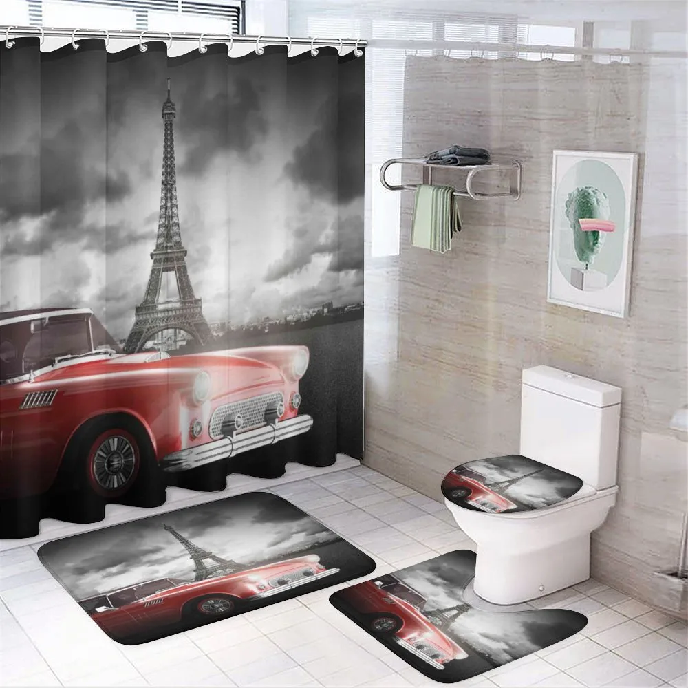 Vintage Car and Eiffel — 4-Piece Bathroom Set preview