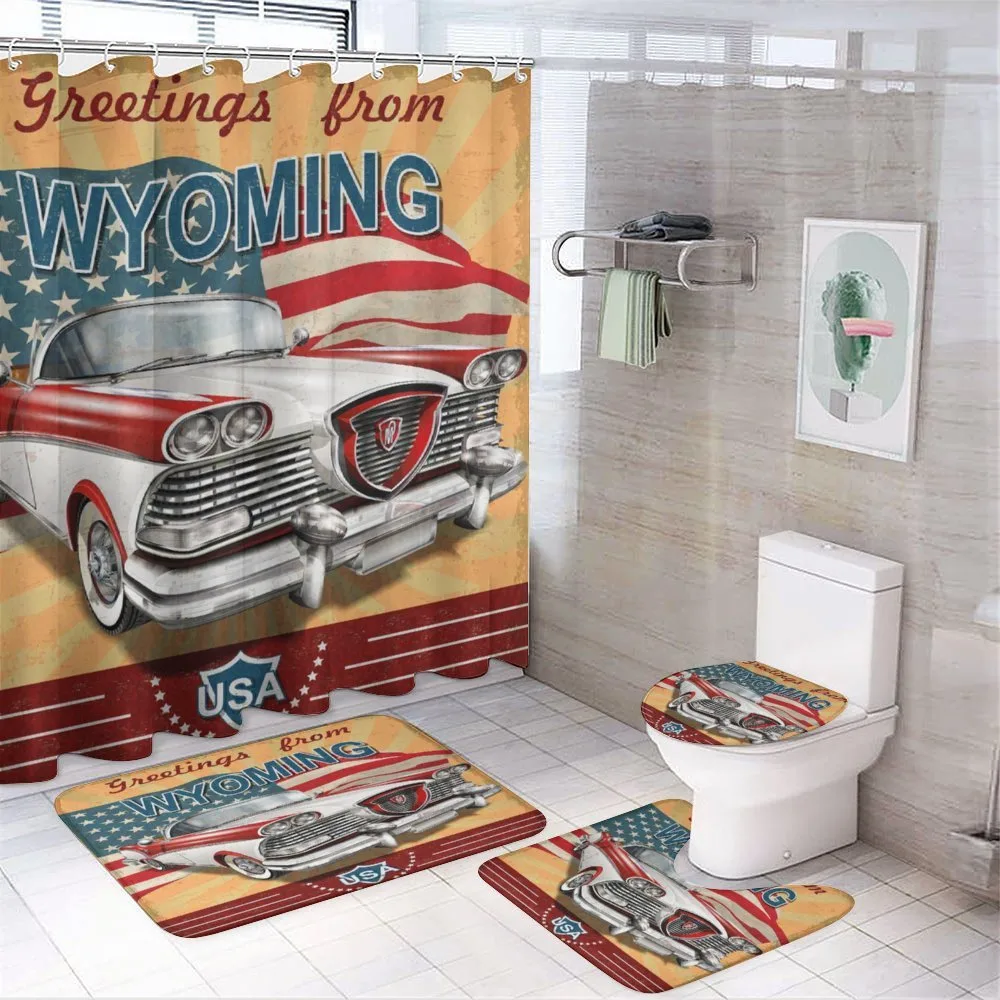 Vintage Car and Greetings — 4-Piece Bathroom Set preview