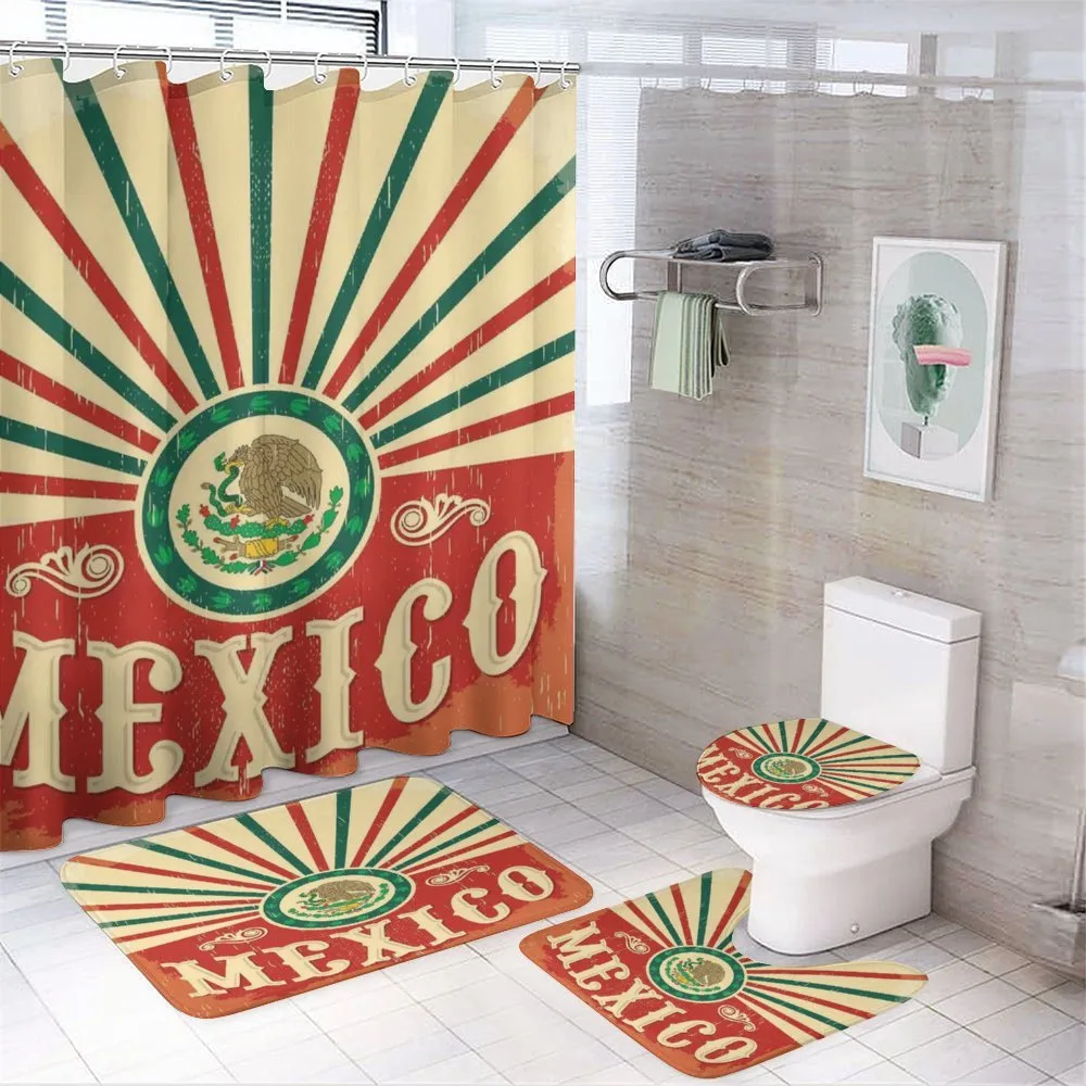 Vintage Poster Effect 4-Piece Bathroom Set product video