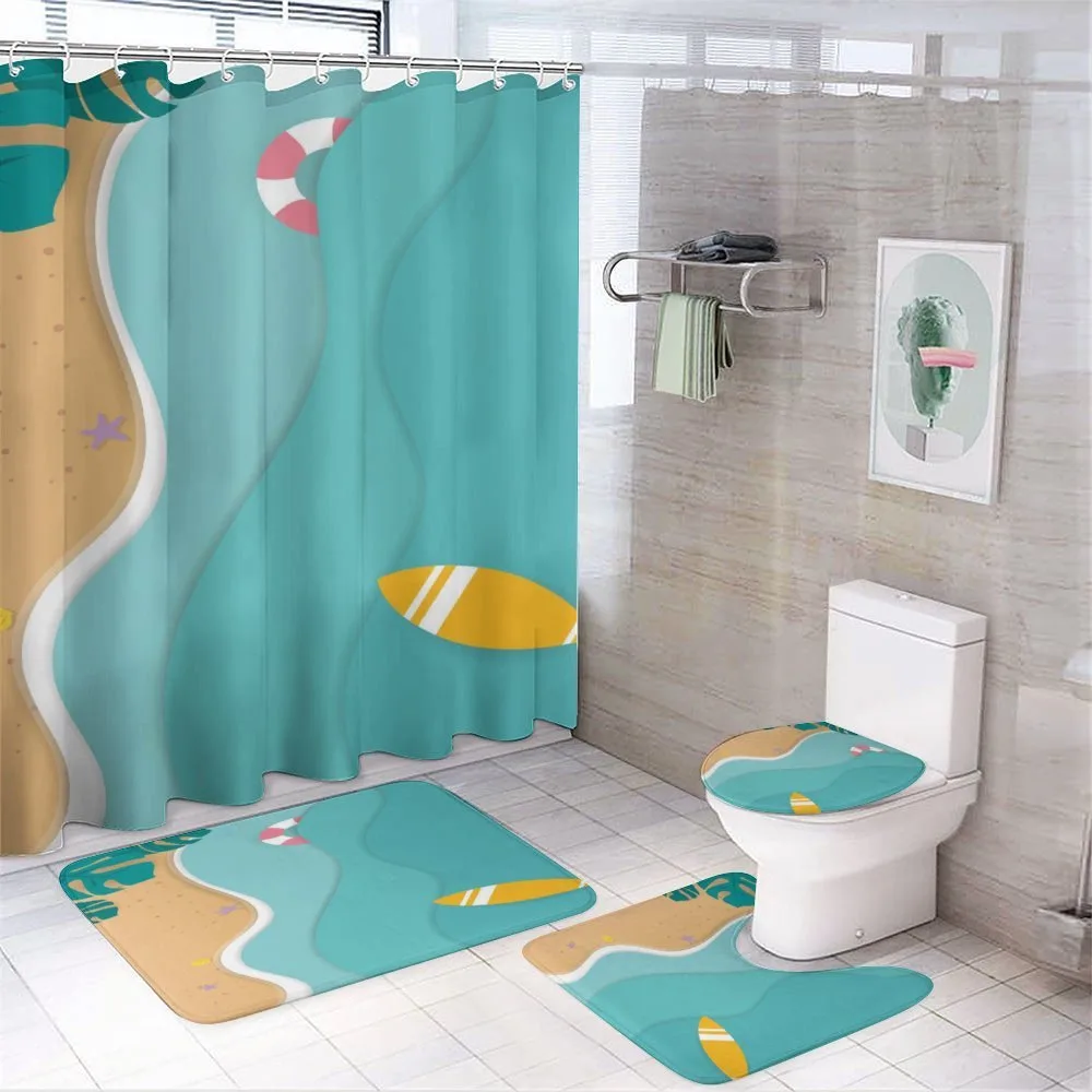 Aerial Cartoon Sea and Beach — 4-Piece Bathroom Set preview