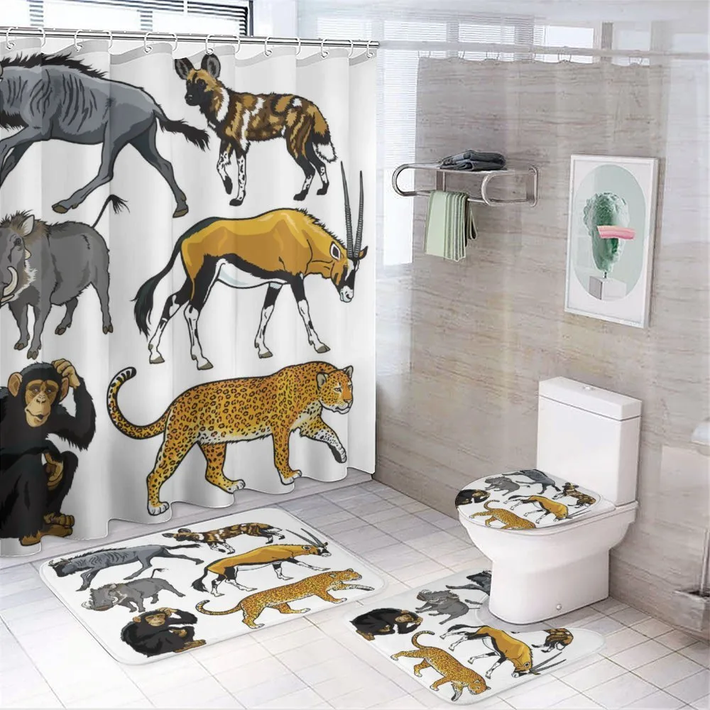 Cartoon Wild Animals Africa — 4-Piece Bathroom Set preview