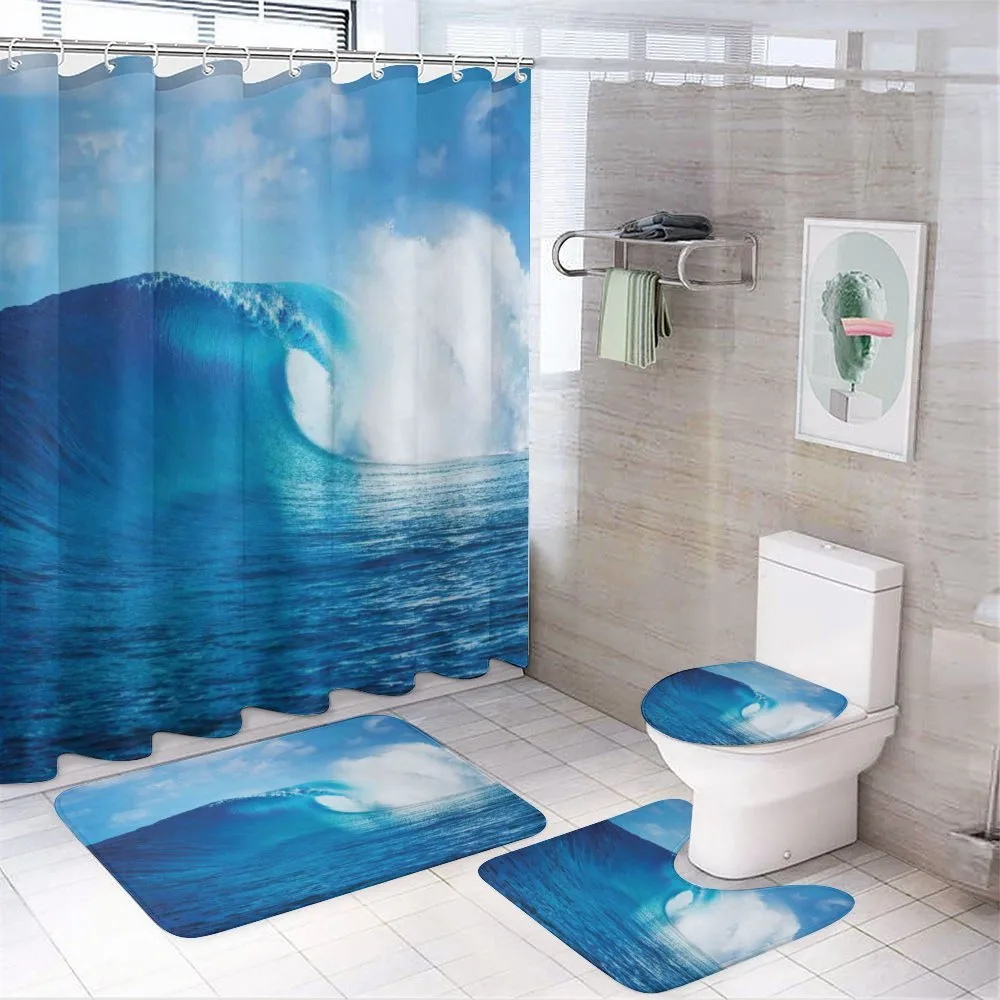 Cloudy Summer Sky Wavy — 4-Piece Bathroom Set preview