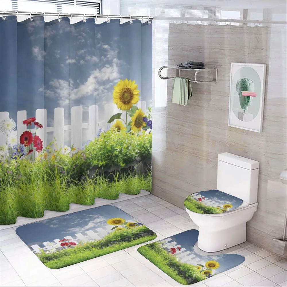 Daisy Flowers in Yard — 4-Piece Bathroom Set preview
