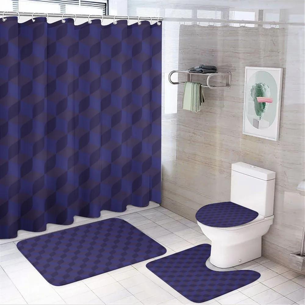 Indigo 3D Paint Cubes — 4-Piece Bathroom Set preview