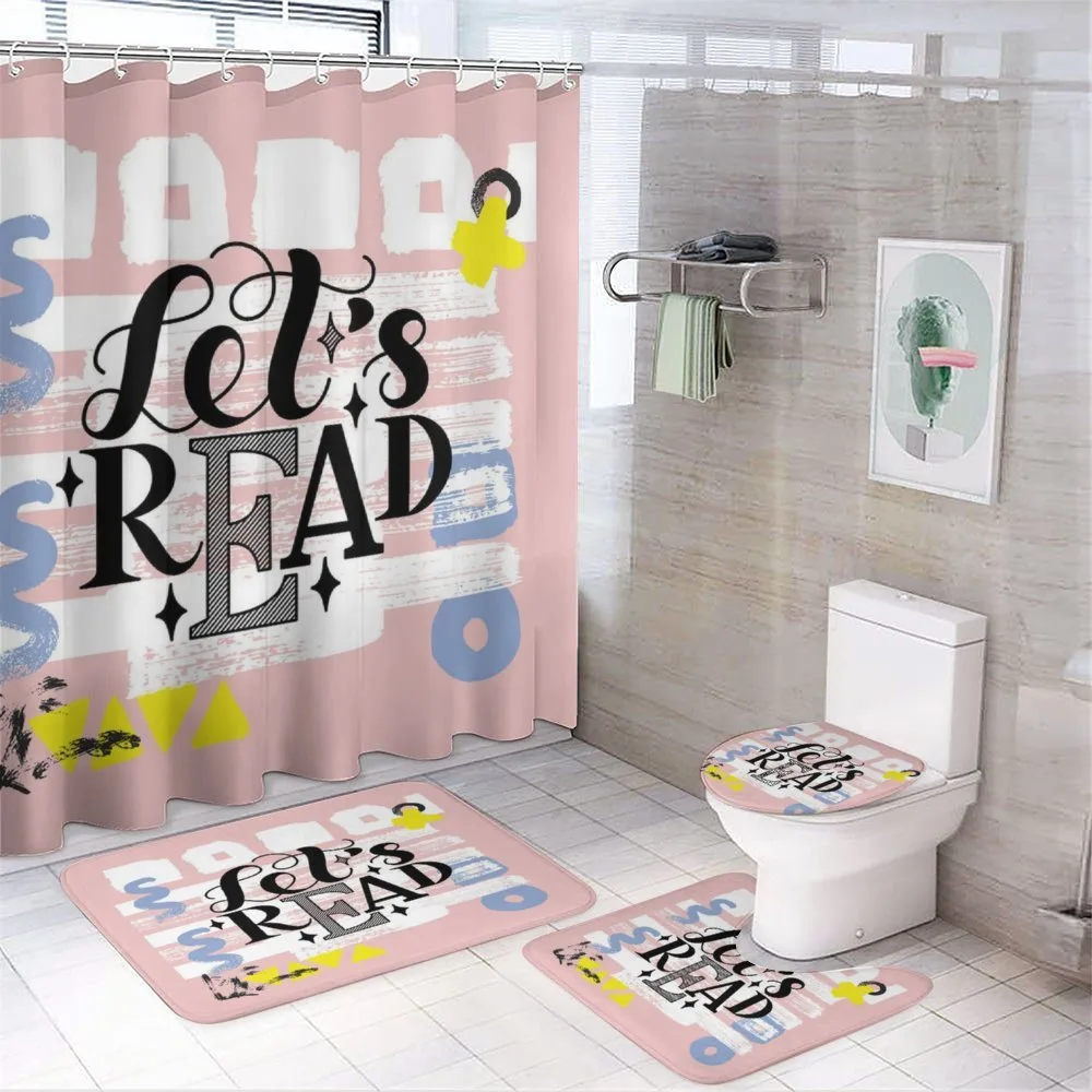 Lets Read Phrase Pastel 4-Piece Bathroom Set product video