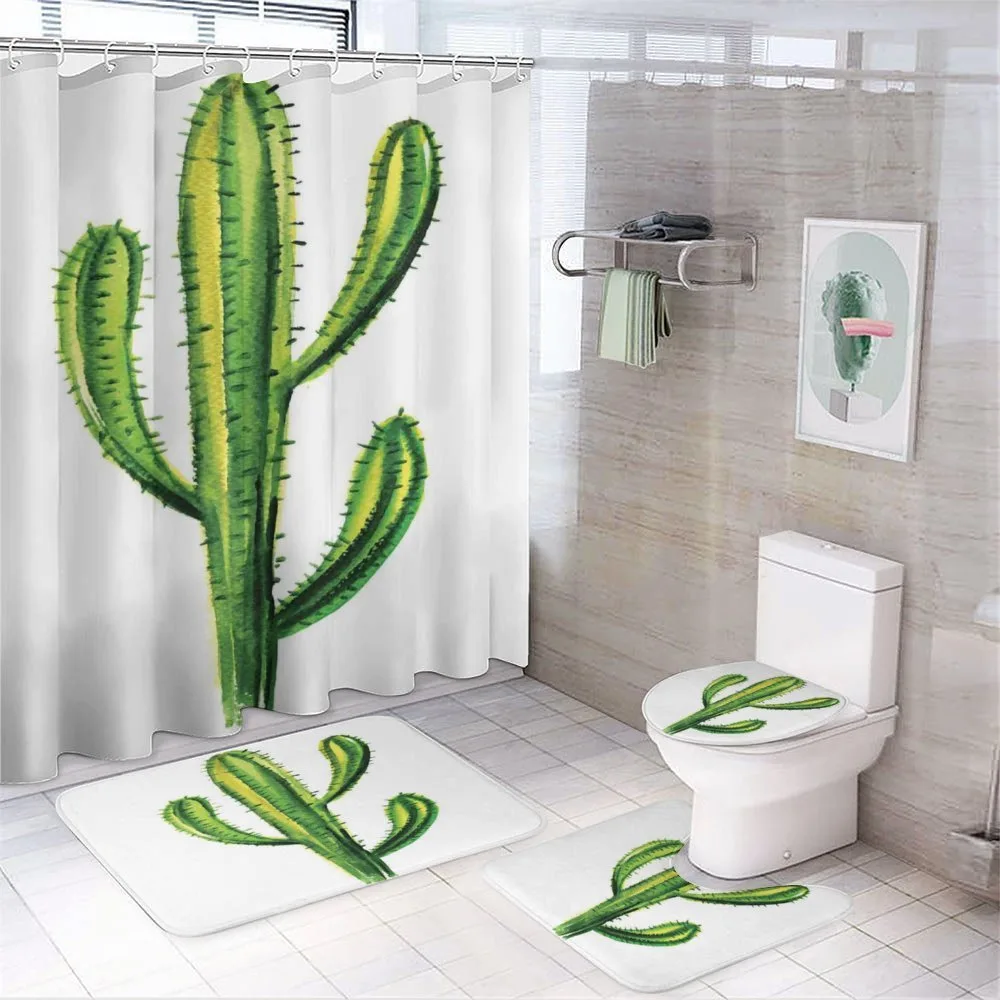 Mexican Cartoon Cactus — 4-Piece Bathroom Set preview