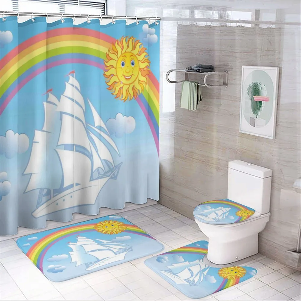 Motivational Ship Rainbow — 4-Piece Bathroom Set preview