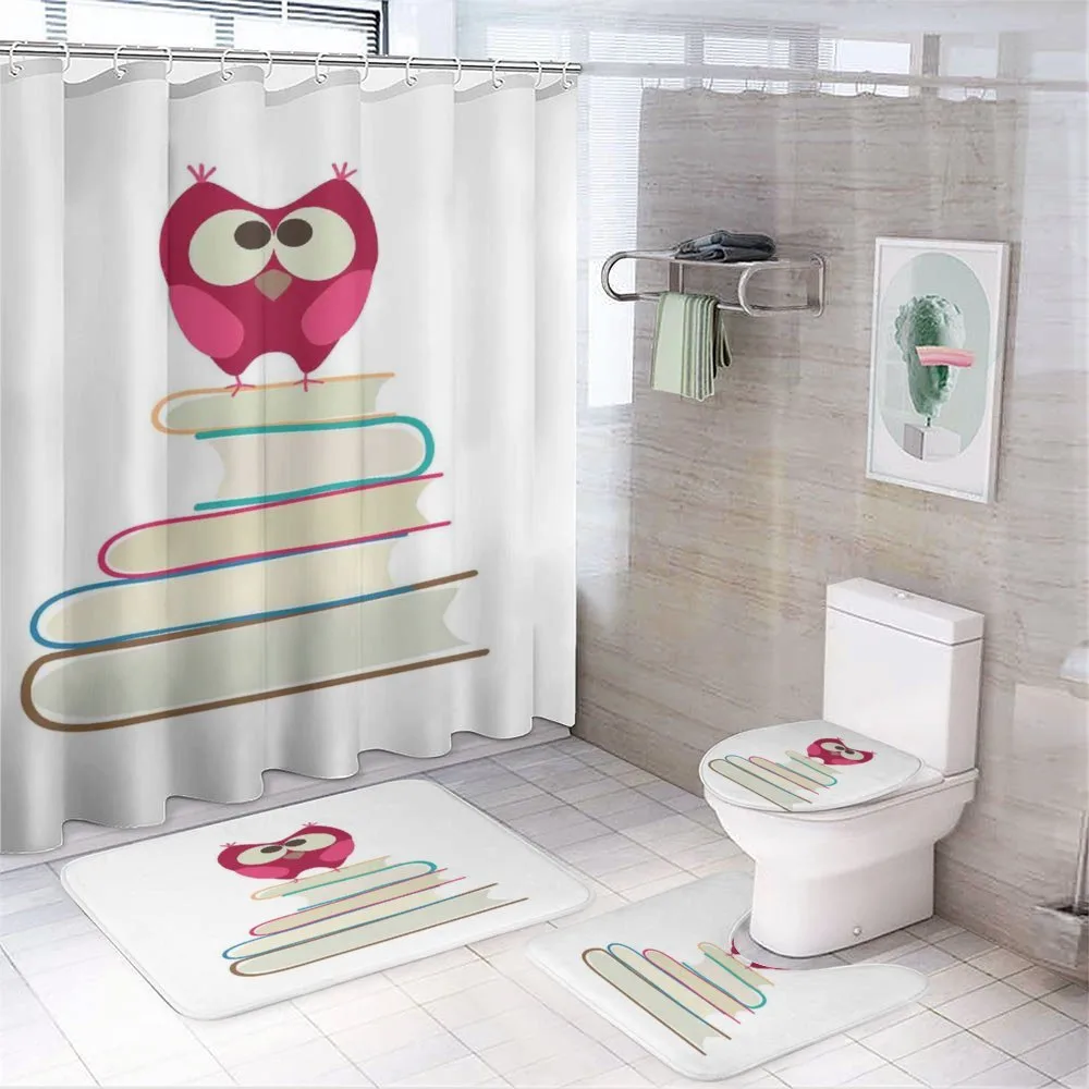Owl Sitting on a Pile — 4-Piece Bathroom Set preview