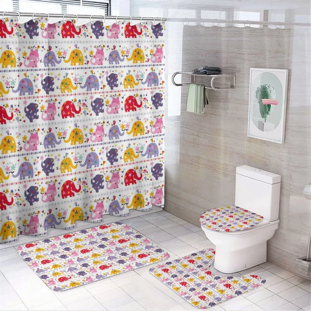 Dancing Floral Elephants — 4-Piece Bathroom Set preview