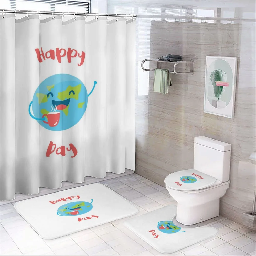 Earth with a Coffee Cup — 4-Piece Bathroom Set preview