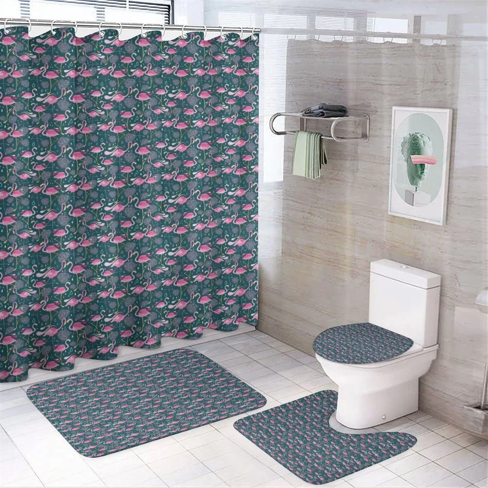 Exotic Pink Birds Flowers — 4-Piece Bathroom Set preview