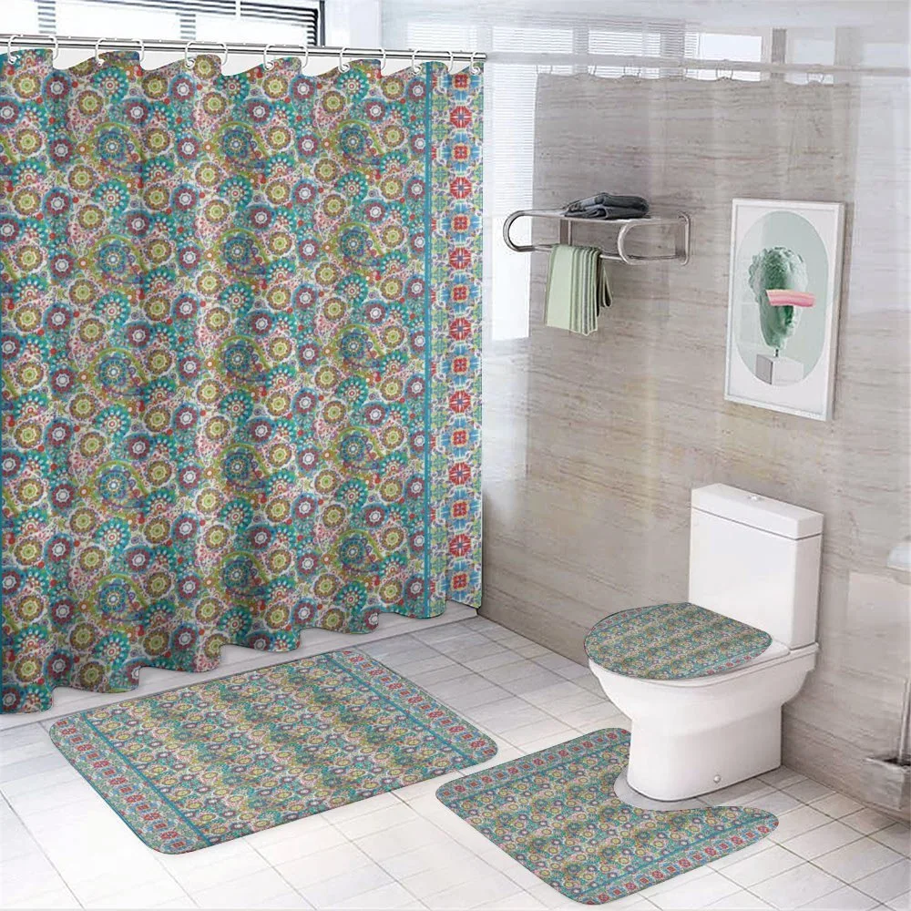 Festive Ethnic Themed Flourish Art — 4-Piece Bathroom Set preview