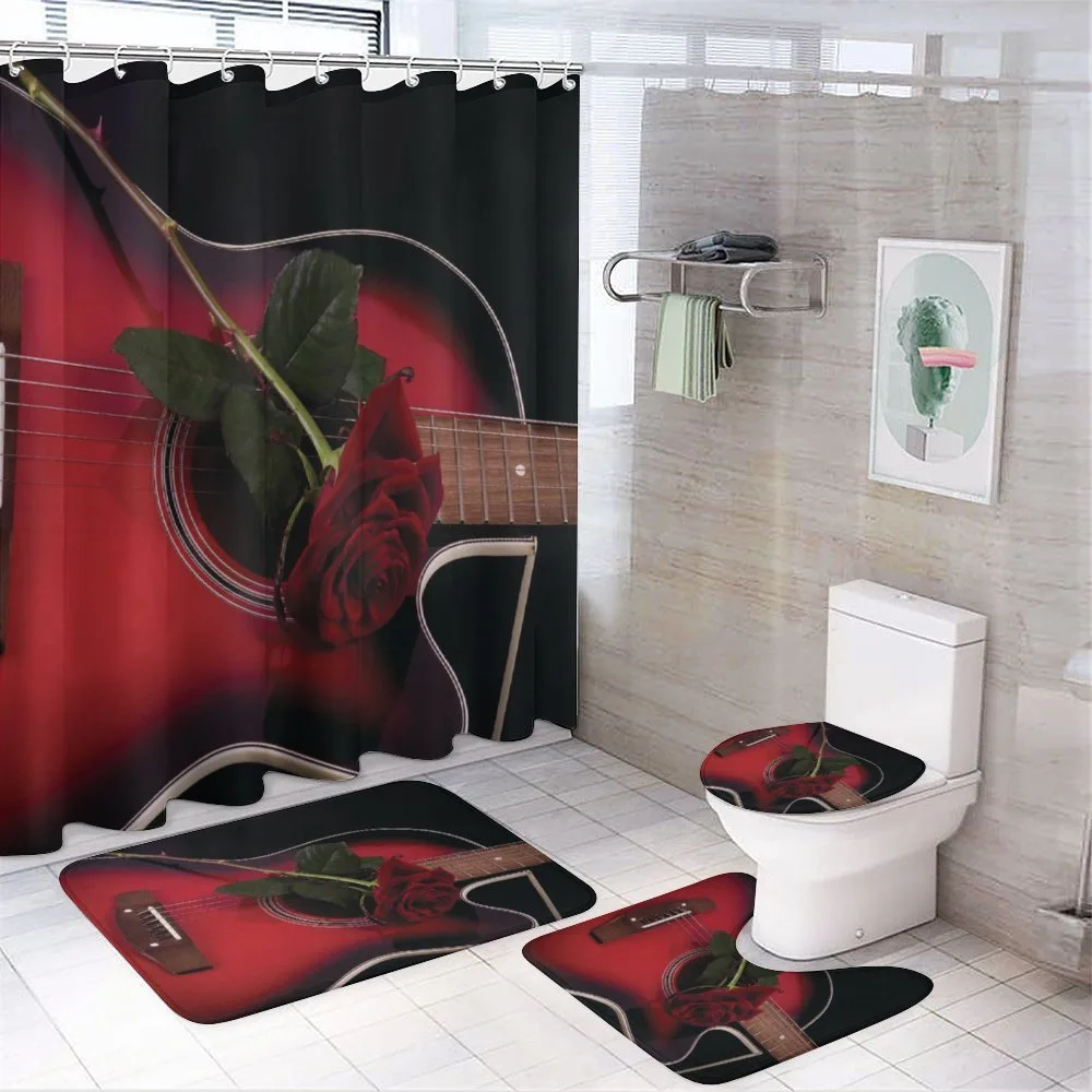 Guitar with Love Rose 4-Piece Bathroom Set product video