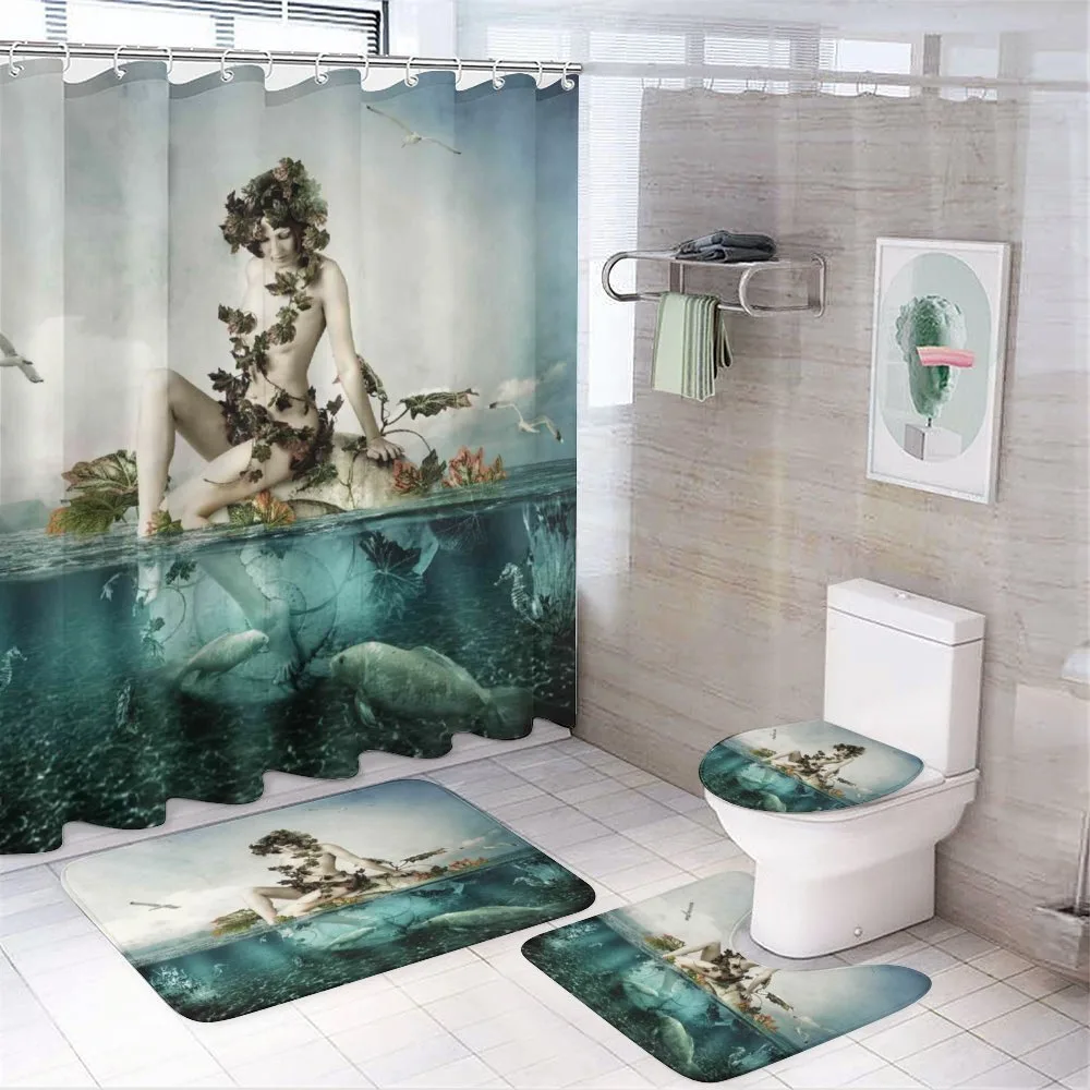 Mermaid on a Shell — 4-Piece Bathroom Set preview
