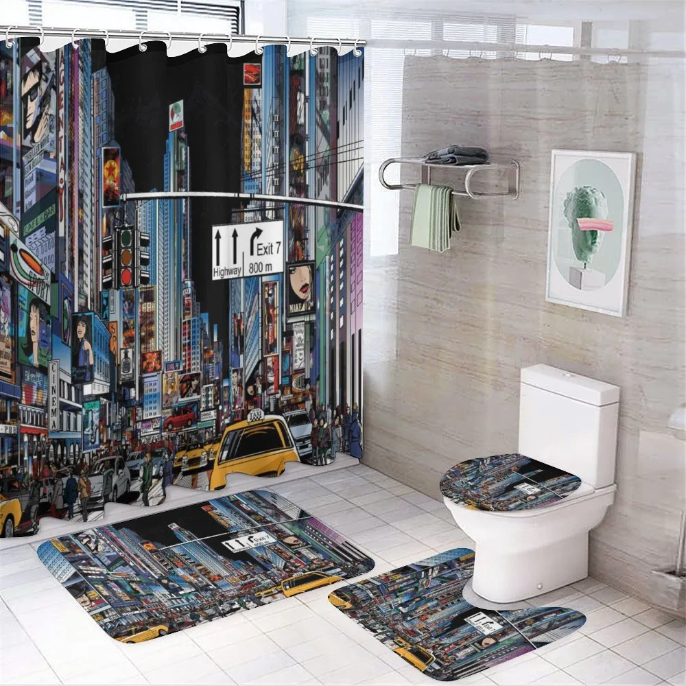 Night Scene New York — 4-Piece Bathroom Set preview