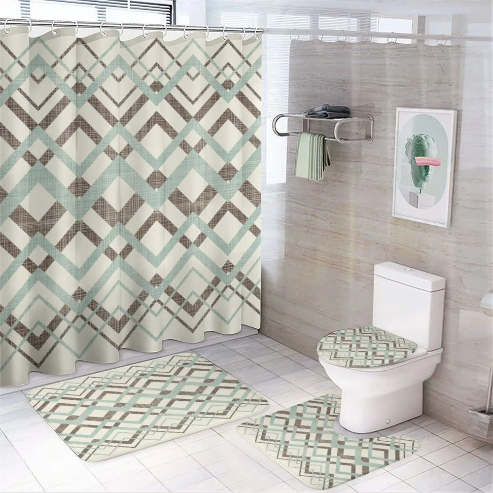 Vintage Zigzag Lines — 4-Piece Bathroom Set preview