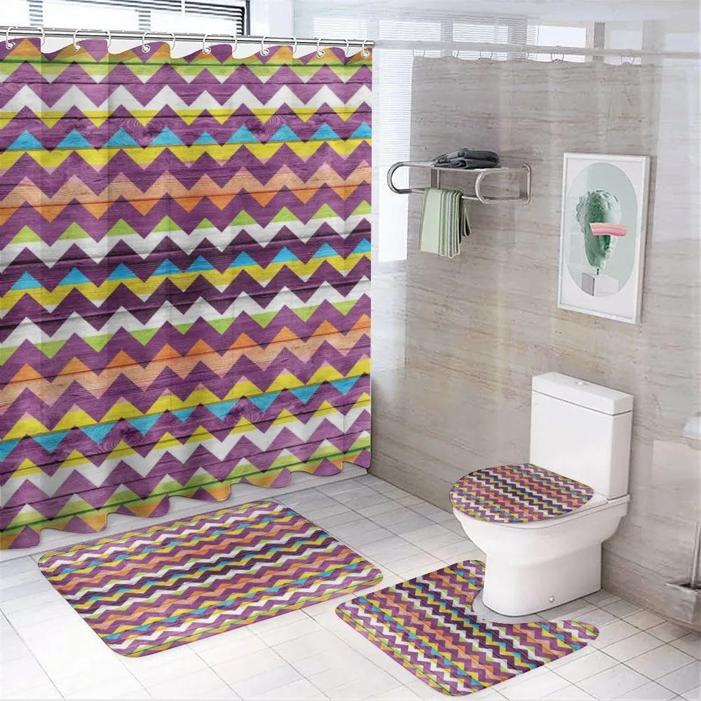 Wood Texture Geometric — 4-Piece Bathroom Set preview