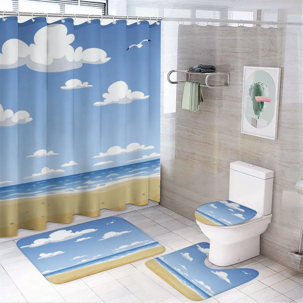 Cartoon Drawing Clouds — 4-Piece Bathroom Set preview
