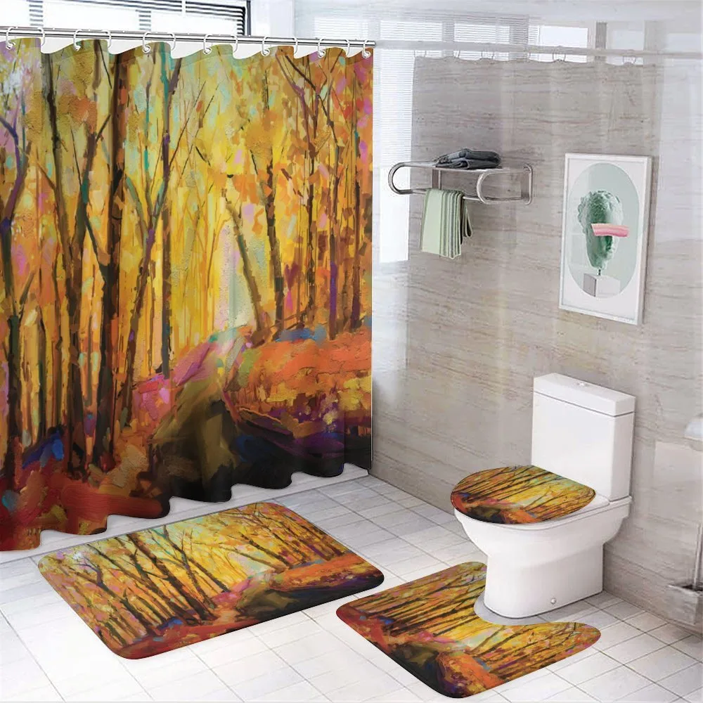 Fall Time Forest Scenery — 4-Piece Bathroom Set preview